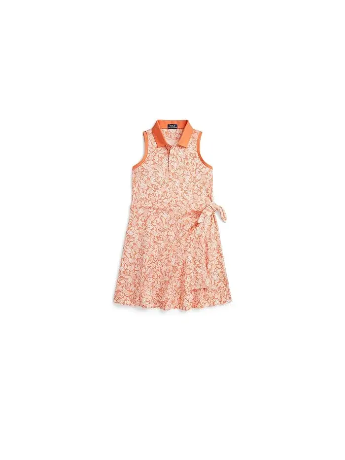 Платье Polo с запахом ананас Pineapple Faux-Wrap Mesh Polo Dress Polo Ralph Lauren Kids — изображение 1 из 5, розовый