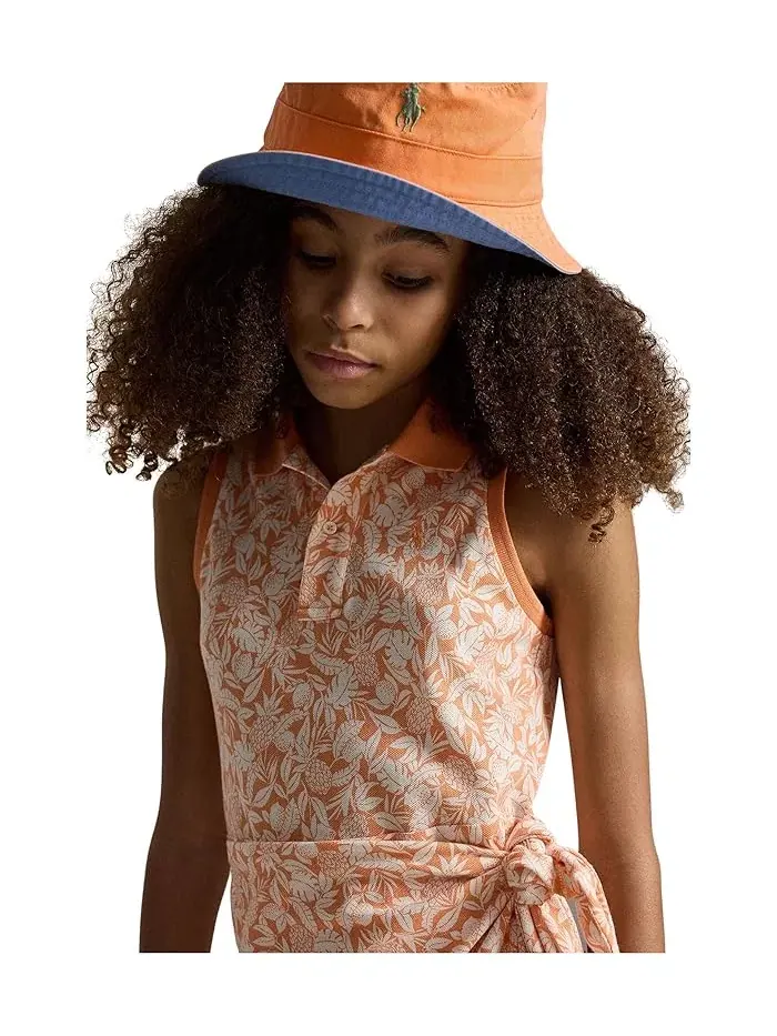 Платье Polo с запахом ананас Pineapple Faux-Wrap Mesh Polo Dress Polo Ralph Lauren Kids — изображение 5 из 5, розовый
