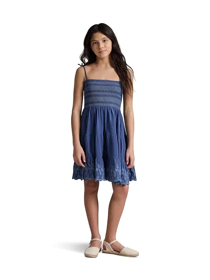 Платье с защипами хлопок Polo Ralph Lauren Kids — изображение 3 из 5, желтый/синий