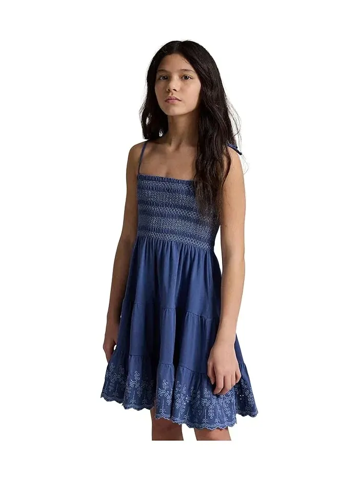 Платье с защипами хлопок Polo Ralph Lauren Kids — изображение 4 из 5, желтый/синий