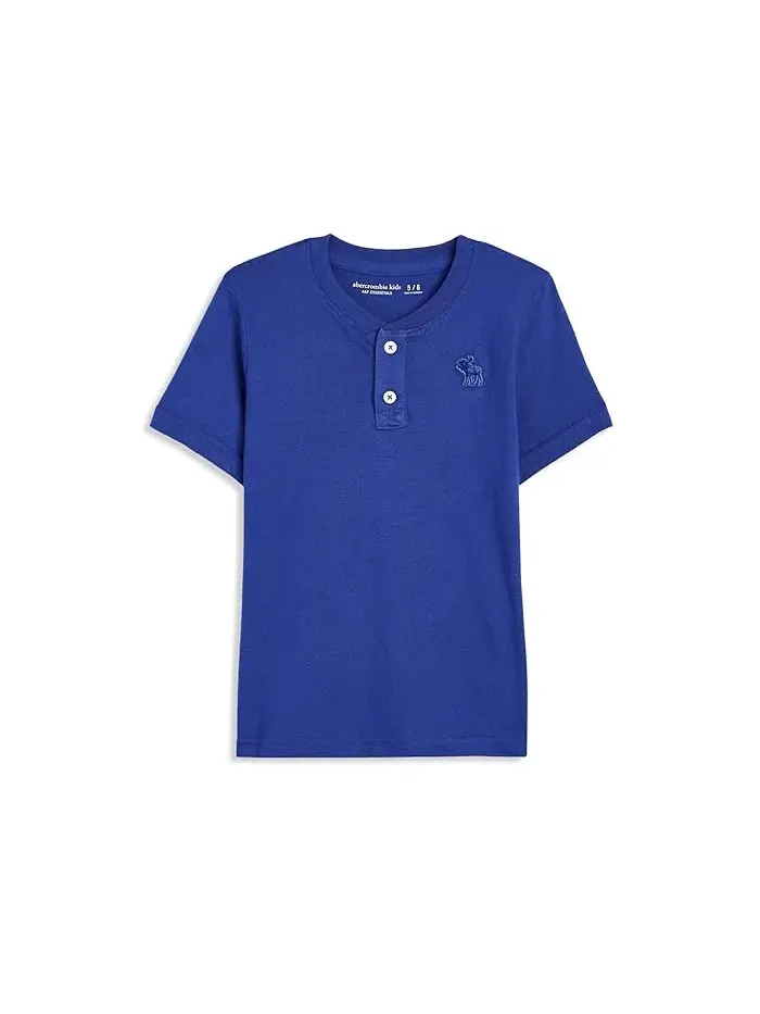 Футболка поло Essential Henley Tee abercrombie kids — изображение 1 из 3, синий