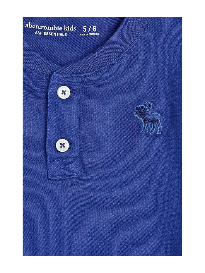 Футболка поло Essential Henley Tee abercrombie kids — изображение 3 из 3, синий