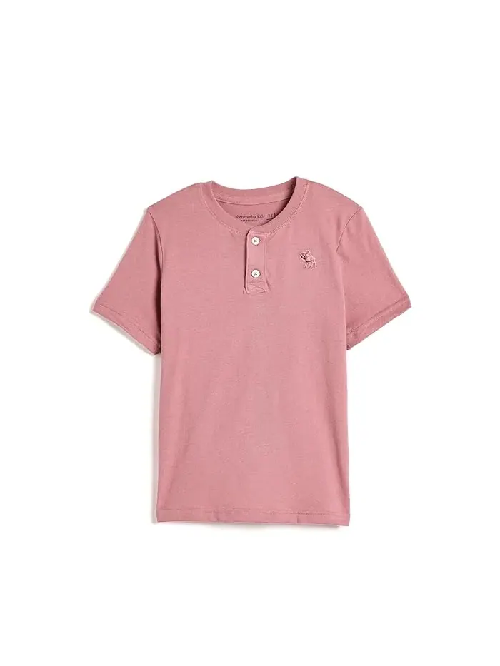 Футболка поло хлопковая Essential Henley Tee abercrombie kids — изображение 1 из 3, розовый