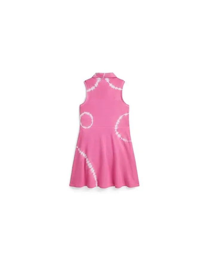 Платье поло с галстуком ти-дай Tie-Dye Faux-Wrap Mesh Polo Dress Polo Ralph Lauren Kids — изображение 2 из 5, синий