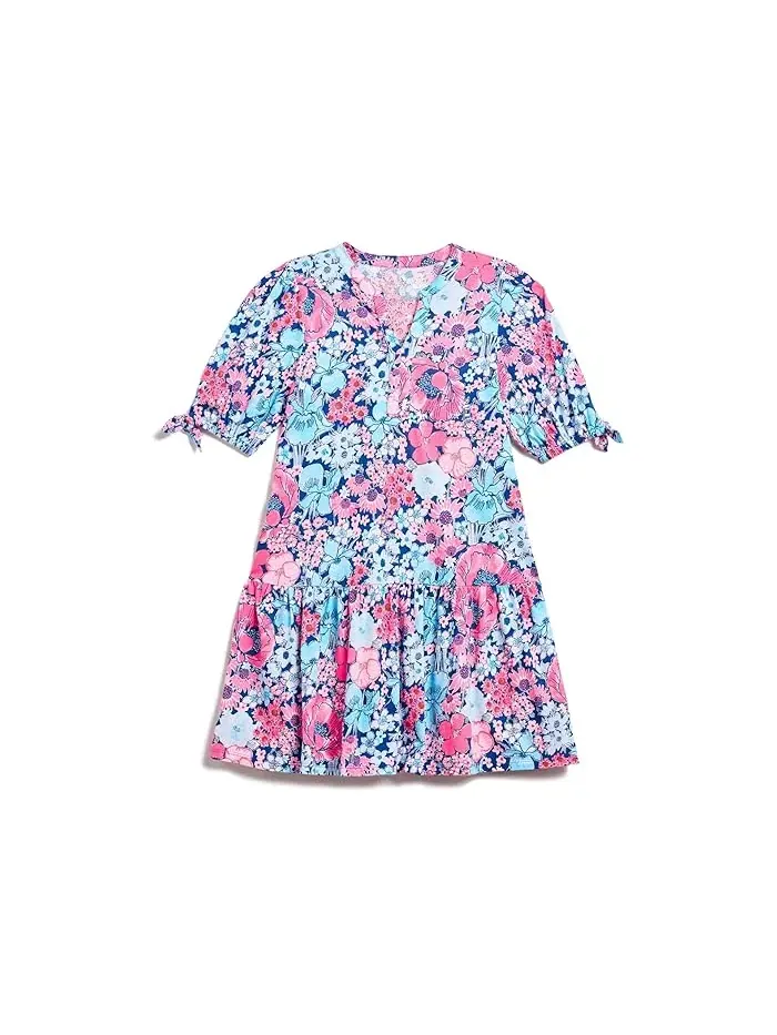 Платье Мини с цветочным принтом Mini Shae Dress Lilly Pulitzer Kids — изображение 1 из 3, кокосовый