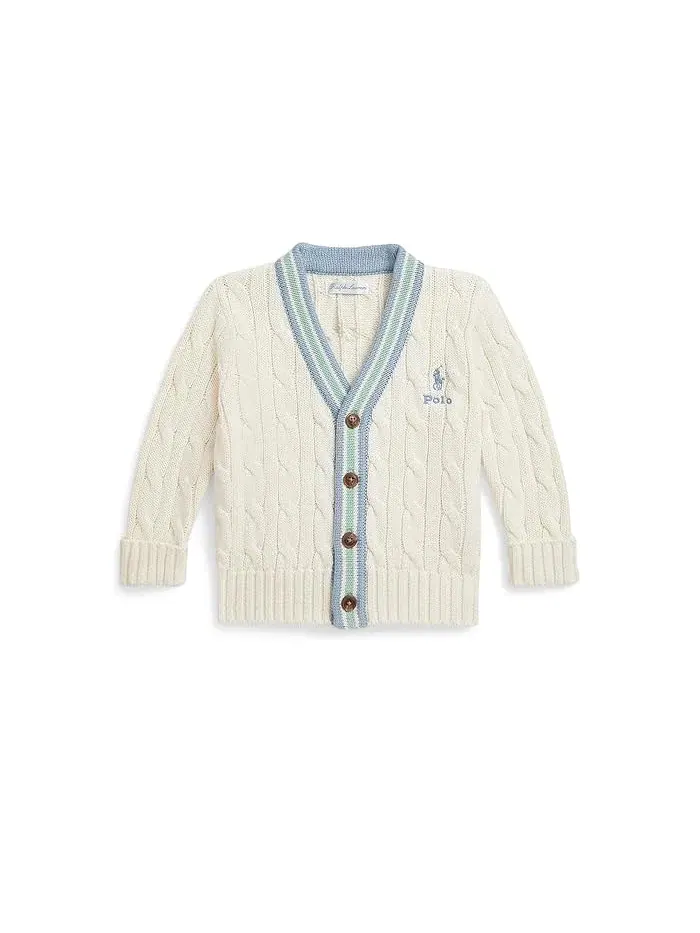 Свитер кардиган хлопковый Cricket Polo Ralph Lauren Kids — изображение 1 из 3, кремовый/мульти