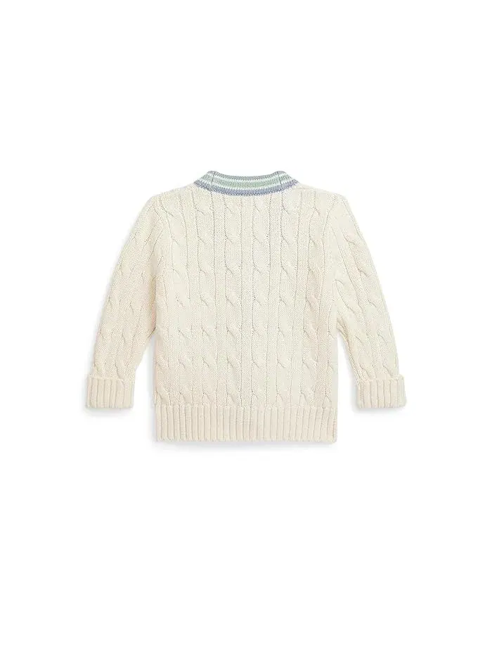 Свитер кардиган хлопковый Cricket Polo Ralph Lauren Kids — изображение 2 из 3, кремовый/мульти