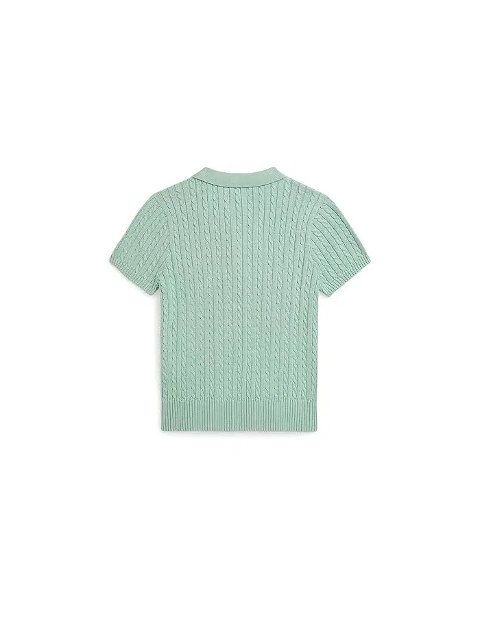 Свитер поло с кабельным узором Mini-Cable Cotton Polo Polo Ralph Lauren Kids — изображение 2 из 2, белый/темно-синий