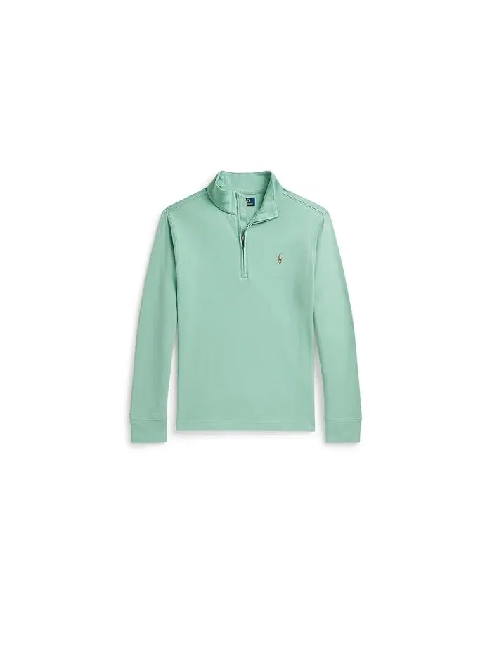 Свитер с четверть-застежкой-молнией Cotton Interlock Polo Ralph Lauren Kids — изображение 1 из 2, селадон