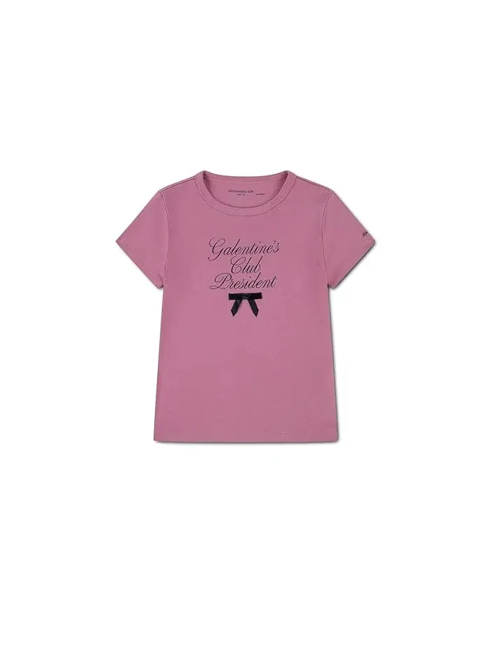 Футболка с принтом Galentine's Club Baby Tee abercrombie kids — изображение 1 из 4, розовый
