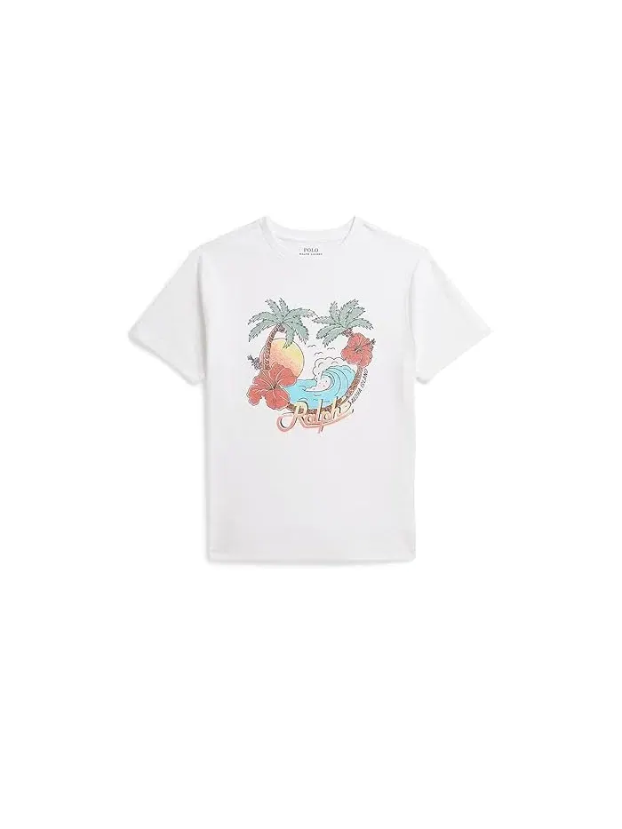 Футболка с графическим принтом Cotton Jersey Graphic Tee Polo Ralph Lauren Kids — изображение 1 из 5, белый