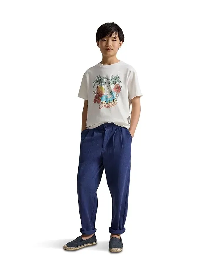 Футболка с графическим принтом Cotton Jersey Graphic Tee Polo Ralph Lauren Kids — изображение 3 из 5, белый