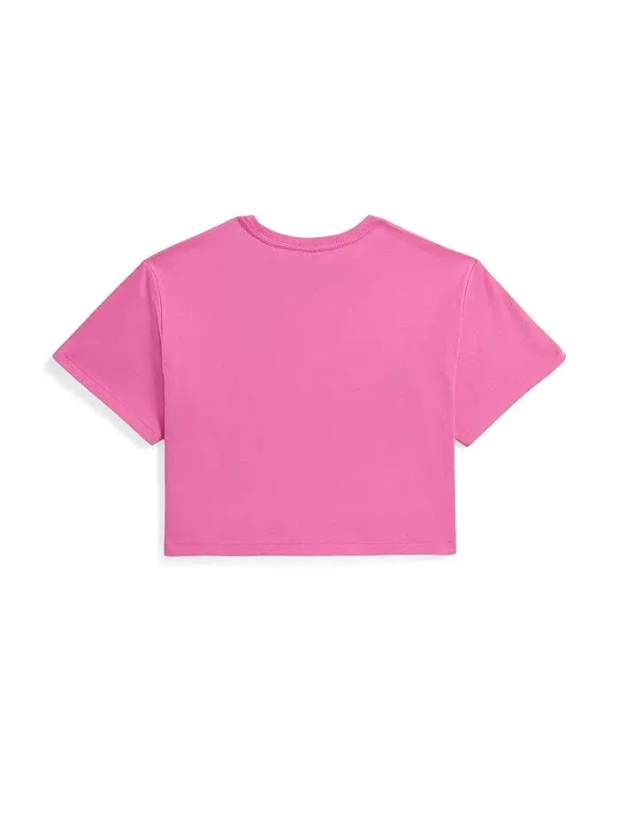 Футболка с принтом хлопковая Boxy Tee Polo Ralph Lauren Kids — изображение 2 из 5, желтый