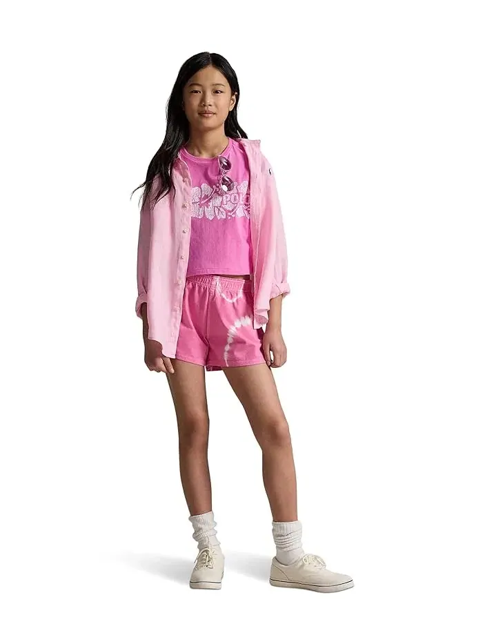 Футболка с принтом хлопковая Boxy Tee Polo Ralph Lauren Kids — изображение 3 из 5, желтый
