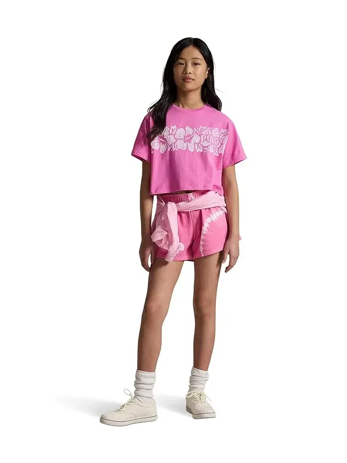 Футболка с принтом хлопковая Boxy Tee Polo Ralph Lauren Kids — изображение 4 из 5, желтый