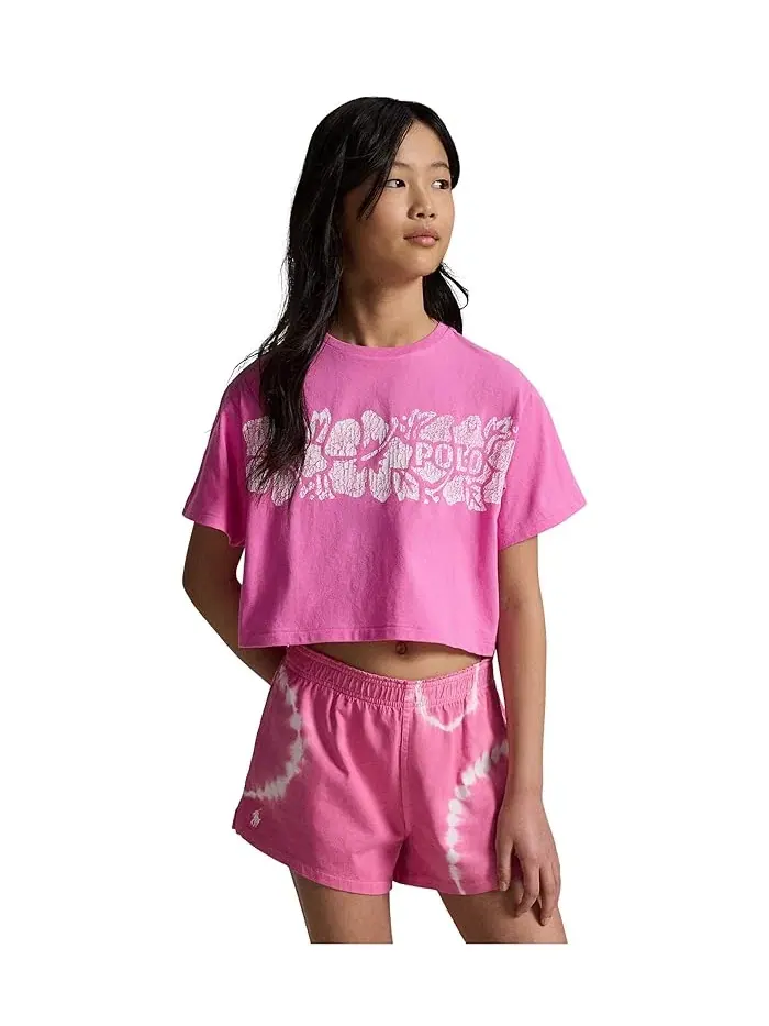 Футболка с принтом хлопковая Boxy Tee Polo Ralph Lauren Kids — изображение 5 из 5, желтый