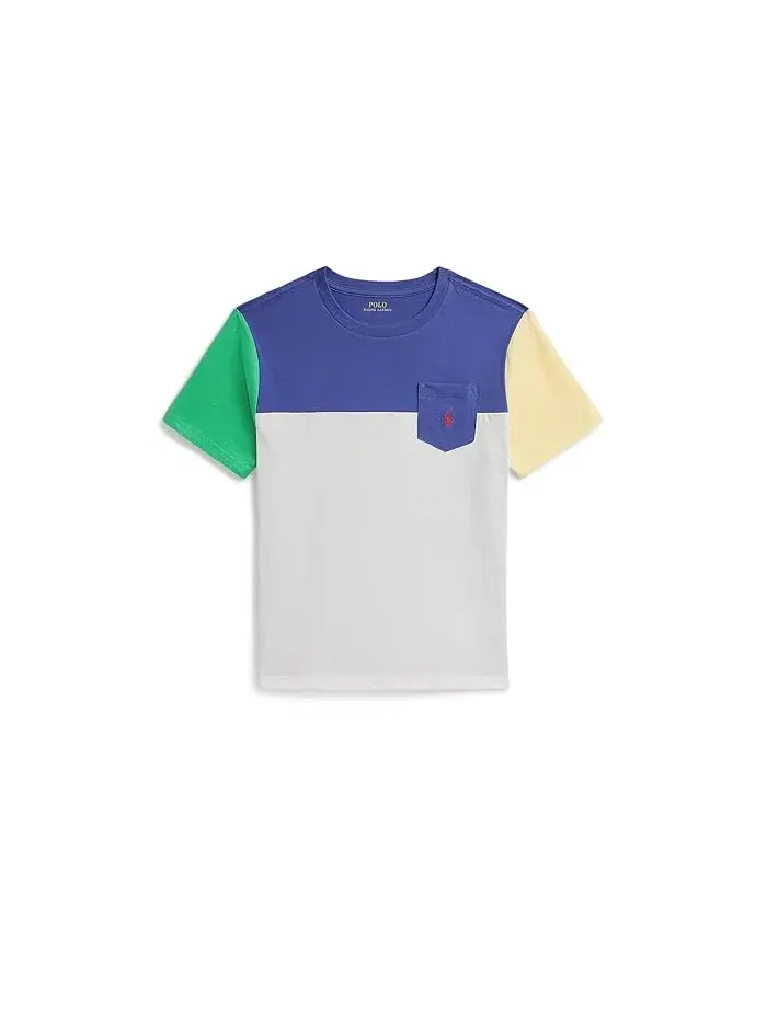 Футболка с цветовой блокировкой Color-Blocked Cotton Jersey Tee Polo Ralph Lauren Kids — изображение 1 из 2, мульти