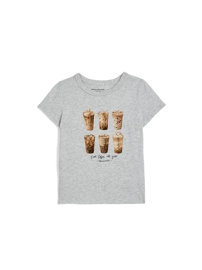 Футболка с принтом Iced Coffee Classic Tee abercrombie kids — изображение 1 из 3, светлый серый