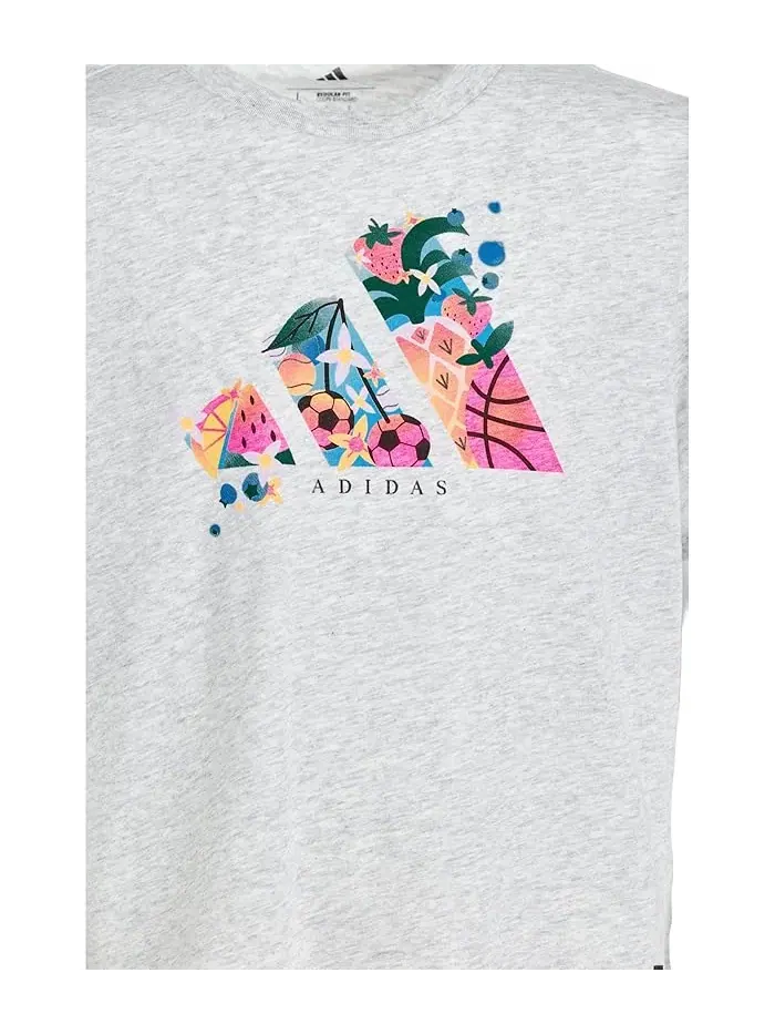 Футболка с принтом Graphic Heather Tee Adidas Kids — изображение 3 из 3, светлый серый