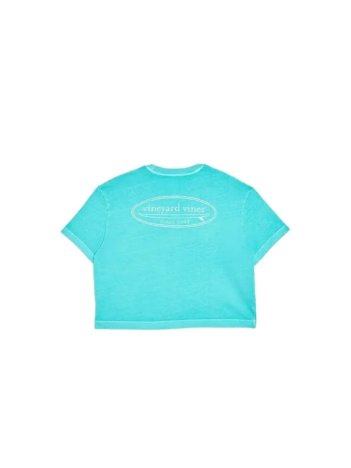 Футболка укороченная с принтом Cropped Tee Vineyard Vines Kids — изображение 2 из 4, темно-синий