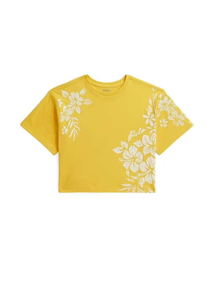 Футболка с цветочным принтом свободный крой Polo Ralph Lauren Kids — изображение 1 из 2, селадон