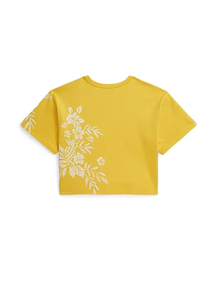 Футболка с цветочным принтом свободный крой Polo Ralph Lauren Kids — изображение 2 из 2, селадон