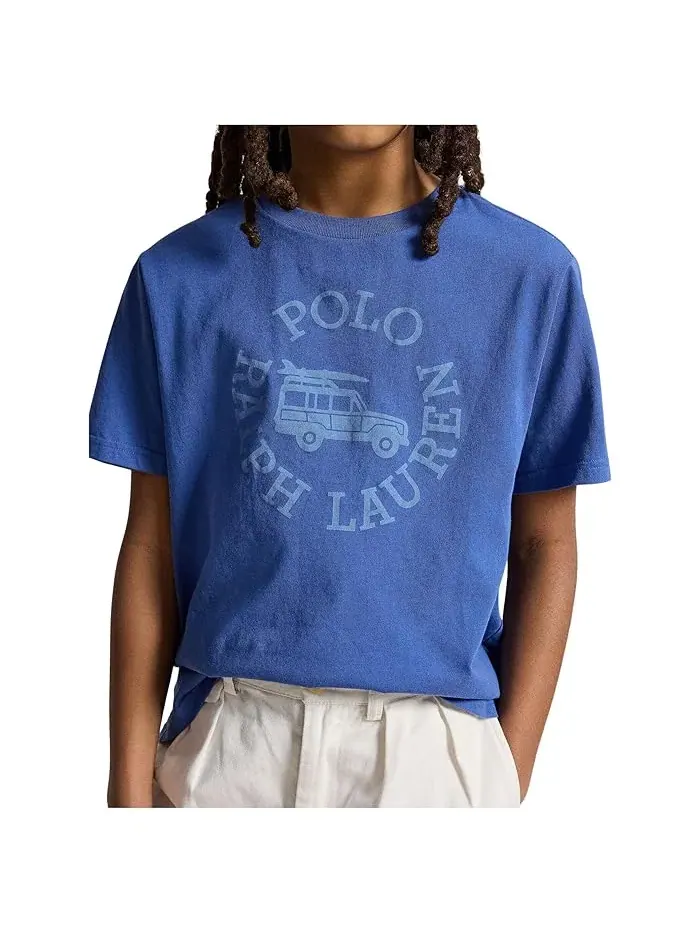 Футболка хлопковая Logo Cotton Jersey Tee Polo Ralph Lauren Kids — изображение 5 из 5, синий