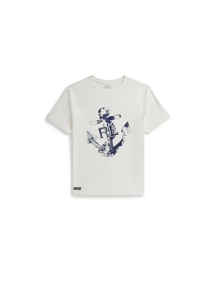 Футболка с якорным принтом Anchor-Print Cotton Jersey Tee Polo Ralph Lauren Kids — изображение 1 из 2, белый