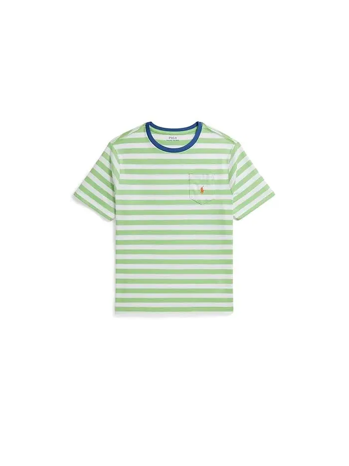 Футболка поло с полосками хлопок Polo Ralph Lauren Kids — изображение 1 из 5, селадон