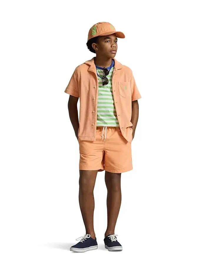 Футболка поло с полосками хлопок Polo Ralph Lauren Kids — изображение 5 из 5, селадон