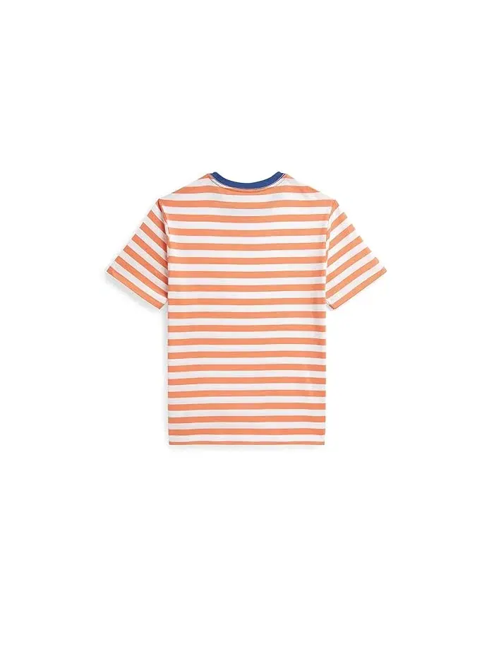 Футболка поло с полоской хлопок Polo Ralph Lauren Kids — изображение 2 из 2, розовый/белый