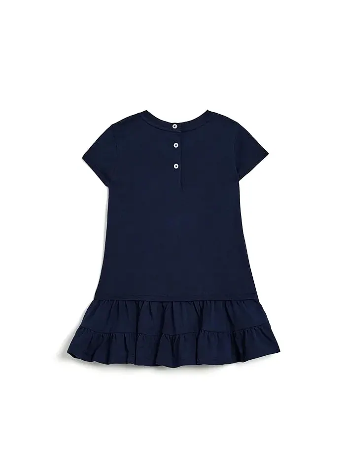 Платье хлопковое Polo Bear Tiered Cotton Dress & Bloomer Polo Ralph Lauren Kids — изображение 2 из 3, темно-синий