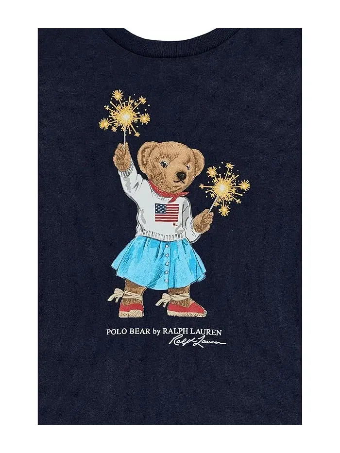 Платье хлопковое Polo Bear Tiered Cotton Dress & Bloomer Polo Ralph Lauren Kids — изображение 3 из 3, темно-синий