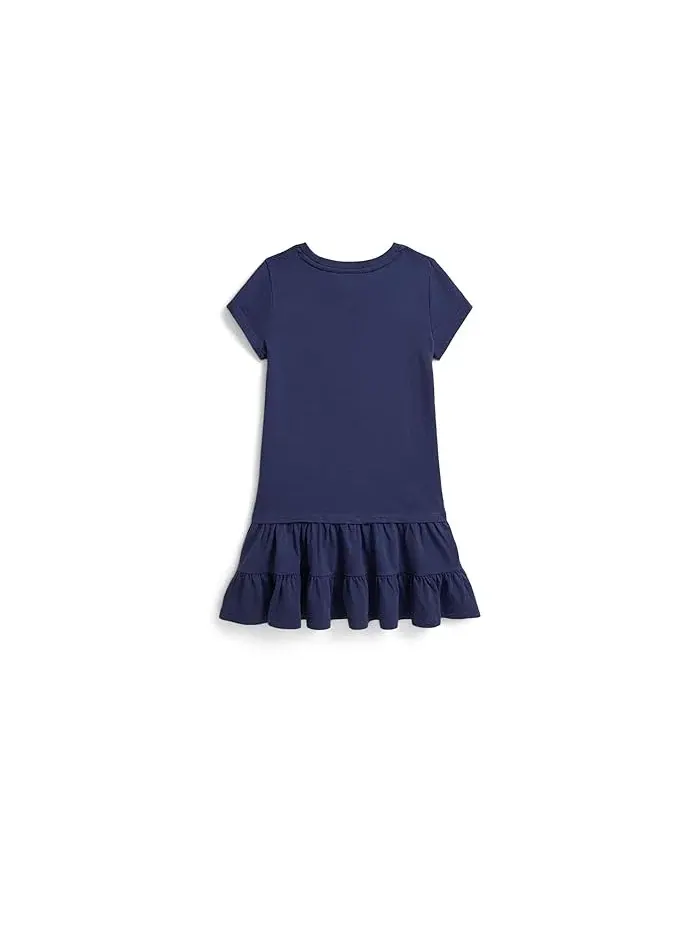Платье с мишкой хлопковое Polo Bear Tiered Cotton Jersey Dress Polo Ralph Lauren Kids — изображение 2 из 2, синий