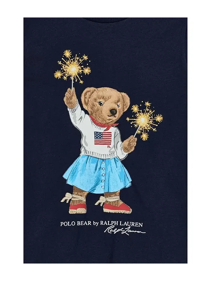 Платье хлопковое джерси Polo Bear Polo Ralph Lauren Kids — изображение 3 из 3, темно-синий