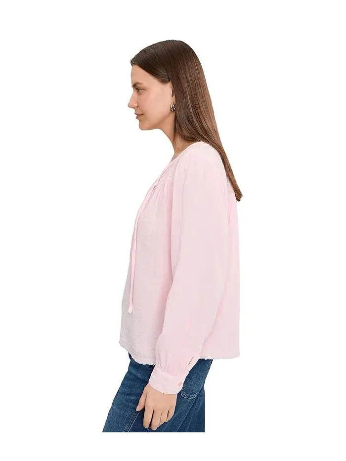 Топ с кружевной кокеткой Long Sleeve Flowy Top Mod-o-doc — изображение 3 из 5, розовая вода