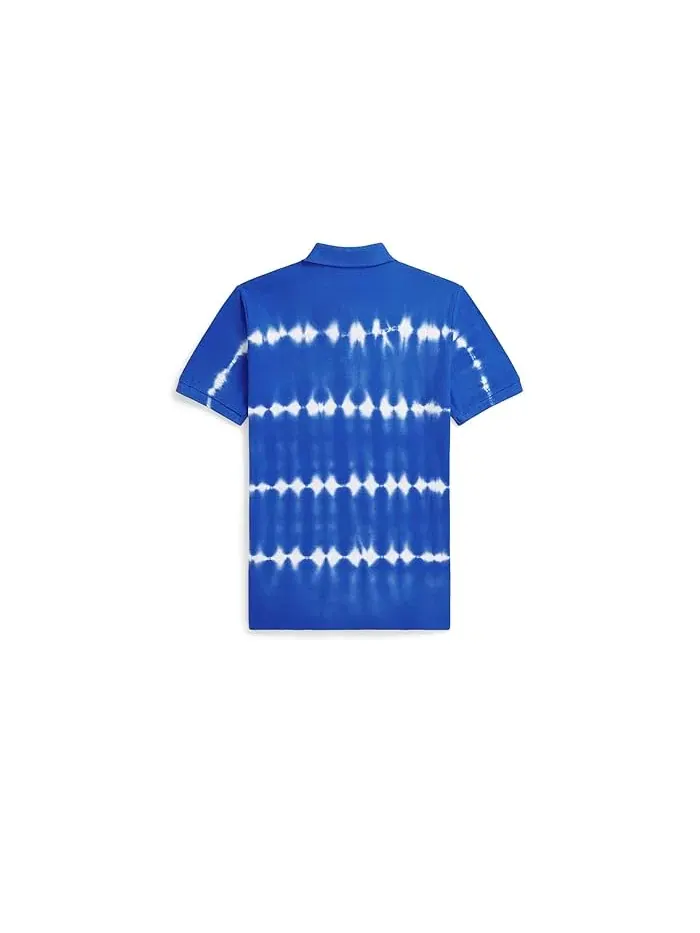 Футболка поло из хлопкового меха с узелковым окрашиванием Polo Ralph Lauren Kids — изображение 2 из 2, синий