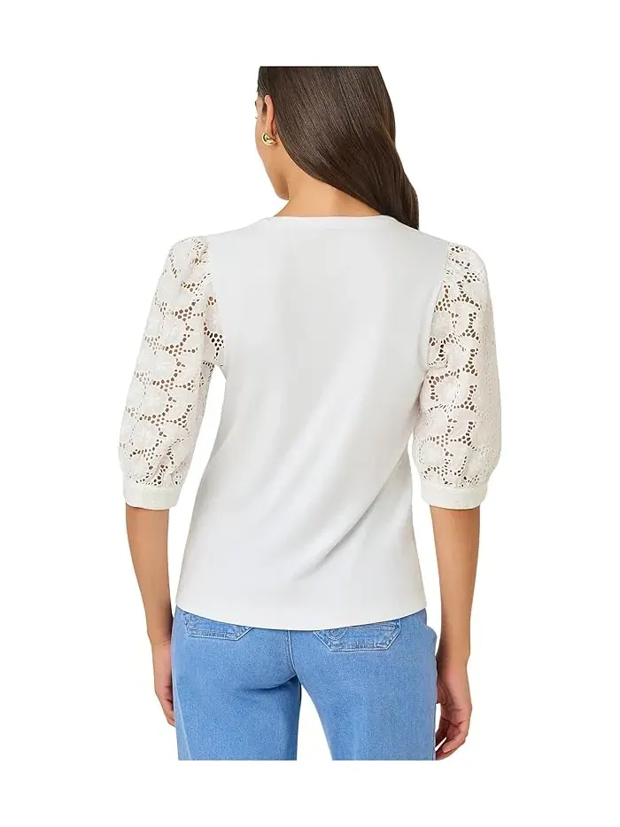 Топ с ажурными рукавами Ronson Eyelet Knit Lilly Pulitzer — изображение 4 из 5, белый