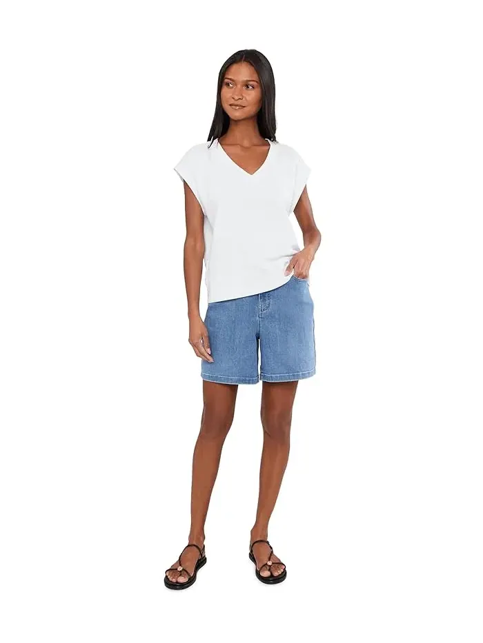 Топ с V-образным вырезом Garment Dyed Terry V-Neck Eileen Fisher — изображение 2 из 5, белый