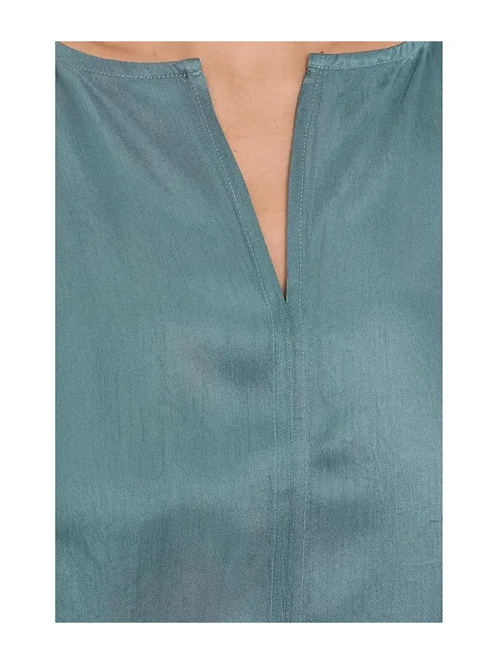 Топ из атласа Petite Lightweight Satin Shimmer Square Eileen Fisher — изображение 5 из 5, нил