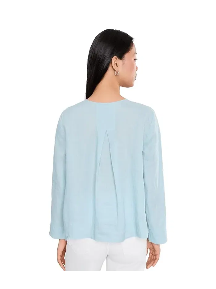 Топ Organic Handkerchief Linen Split Neck Eileen Fisher — изображение 4 из 5, голубой