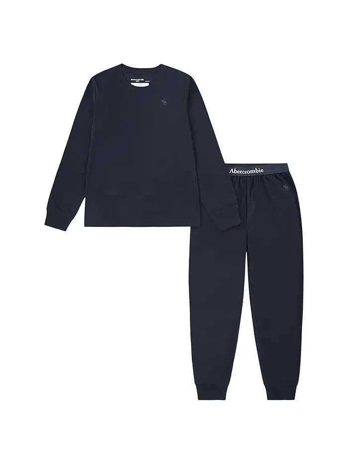 Пижамный набор с логотипом Core Long Sleeve Joggers Sleep Set abercrombie kids — изображение 1 из 3, жет