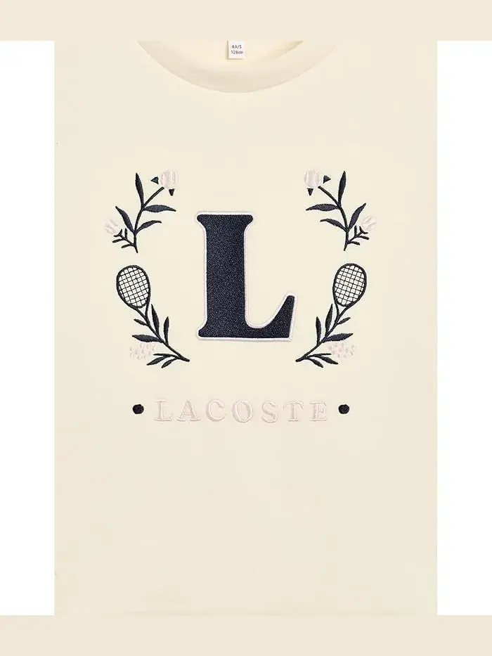 Свитшот оверсайз Spacer Knit Oversized Crew Lacoste Kids — изображение 3 из 3, пудра