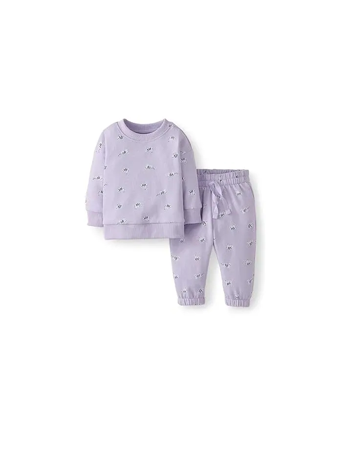 Детский костюм из футера модель French Terry Top & Pants Set Hanna Andersson, Pepper The Duck on Limoncello, фиолетовый