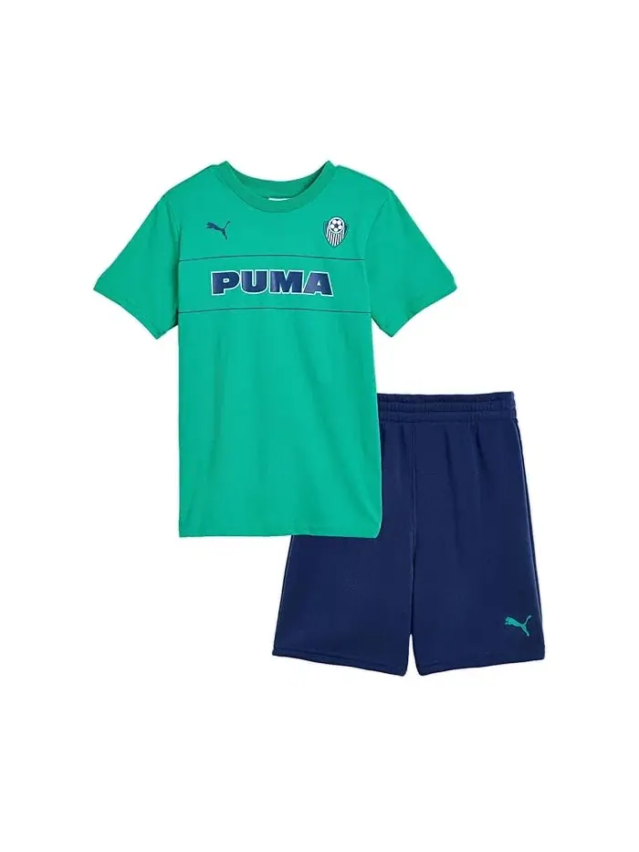 Детский комплект футболка и шорты Graphic T-shirt & Fleece Short Set PUMA Kids — изображение 1 из 3, зеленый