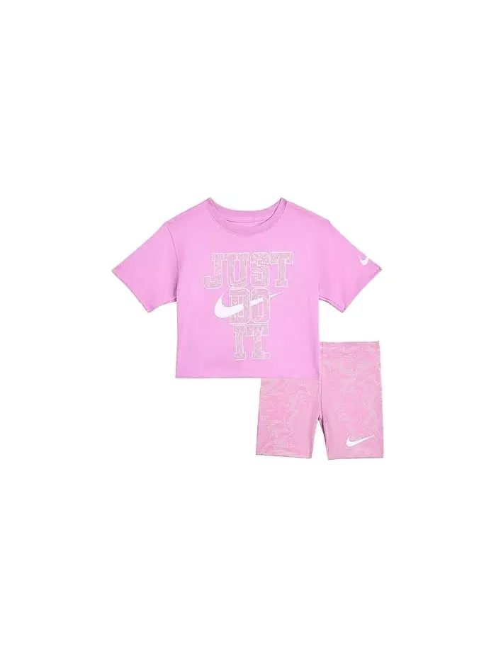 Спортивный комплект с шортами и топом Lace it Up Bike Shorts Set Nike Kids — изображение 1 из 3, белый/желтый//светлый