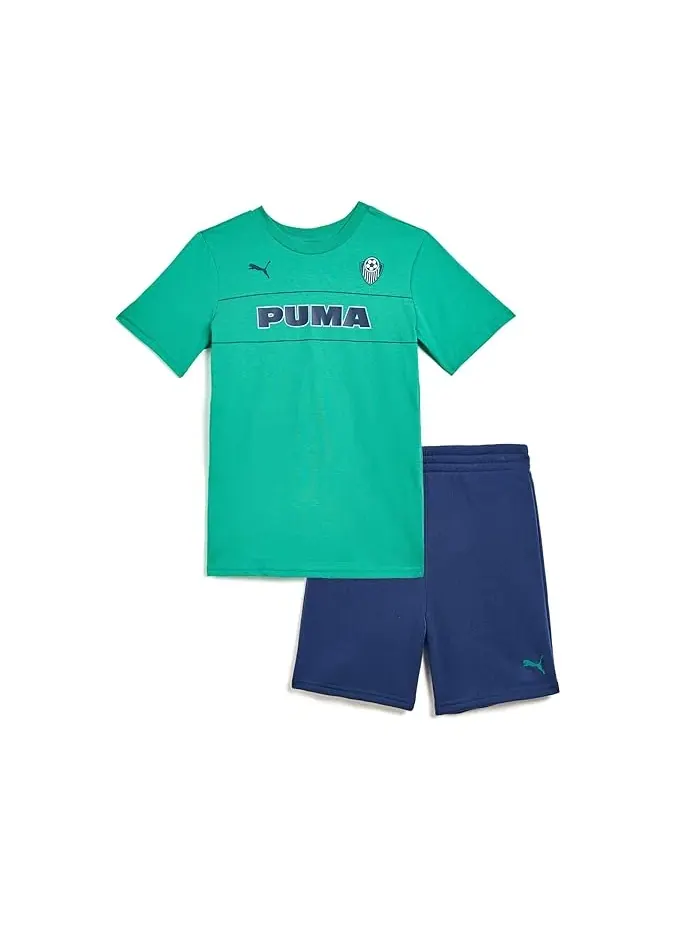 Детский костюм с футболкой и шортами PUMA — изображение 1 из 3, зеленый