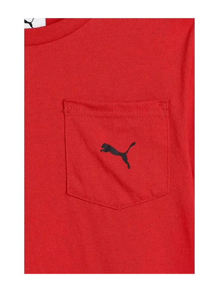 Комплект из футболки с карманом и шорт из флиса PUMA Kids — изображение 3 из 3, красный