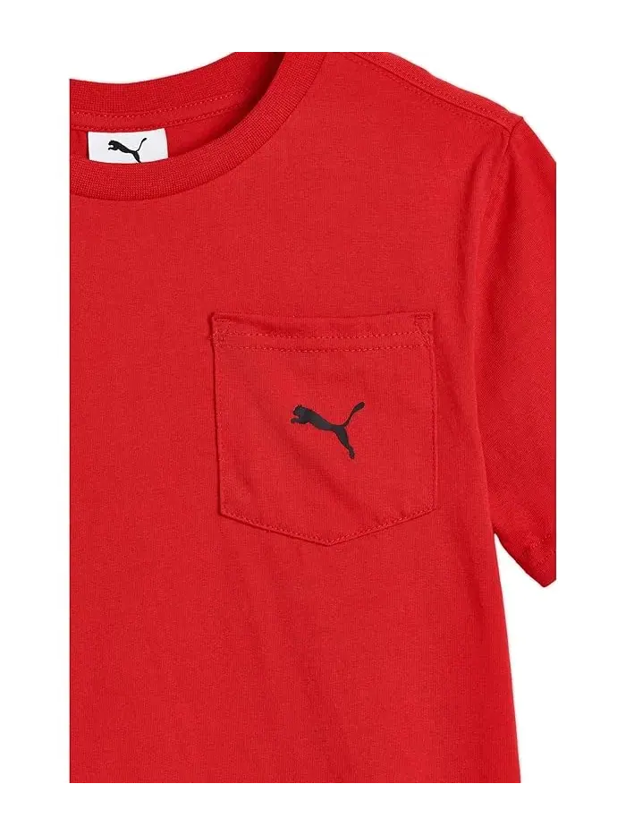 Детский комплект футболка с карманом и шорты Pocket T-shirt & Fleece Short Set PUMA Kids — изображение 3 из 3, синий/красный