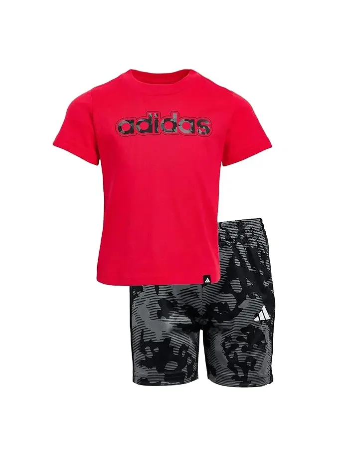 Детский комплект с камуфляжем All Over Print Camo Shorts Set Adidas Kids — изображение 1 из 4, белый/черный/черный
